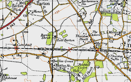 Old map of Barton Shrub in 1946