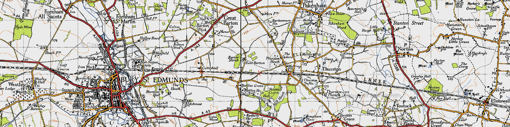 Old map of East Barton in 1946