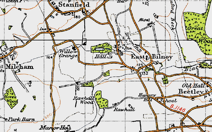 Old map of East Bilney in 1946