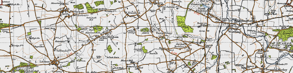 Old map of East Bilney in 1946