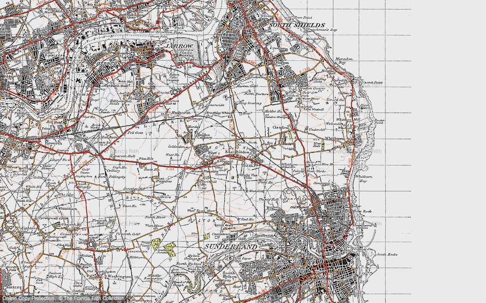 Old Map of Historic Map covering Boldon North Br in 1947