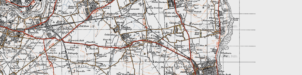 Old map of Boldon North Br in 1947