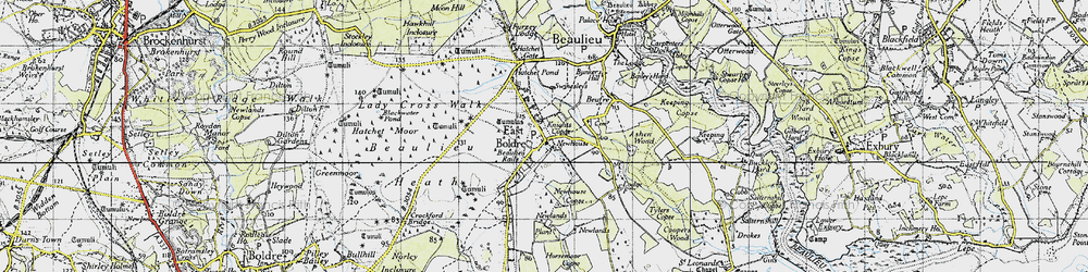 Old map of East Boldre in 1945