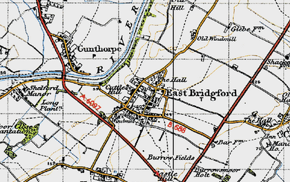 Old map of East Bridgford in 1946