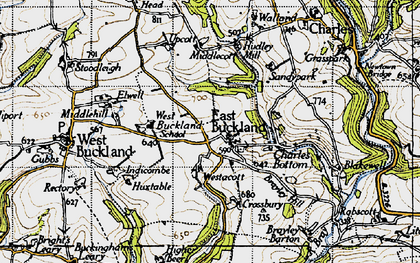 Old map of East Buckland in 1946