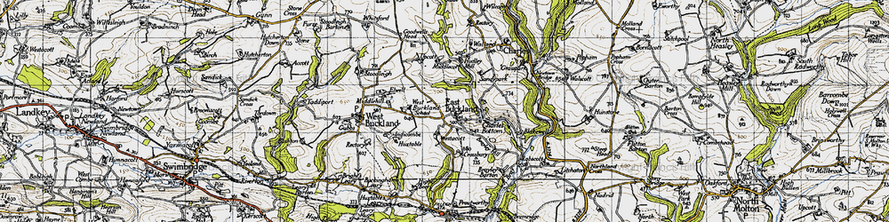 Old map of East Buckland in 1946