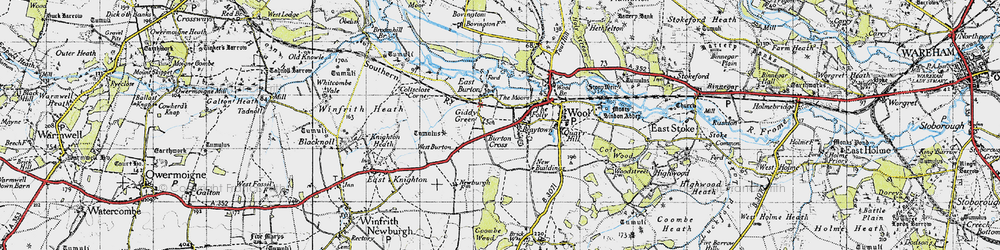 Old map of East Burton in 1945