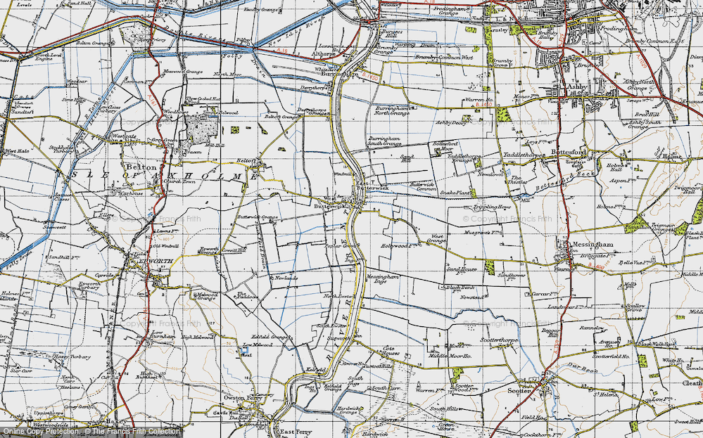 Old Map of Historic Map covering Butterwick Common in 1947