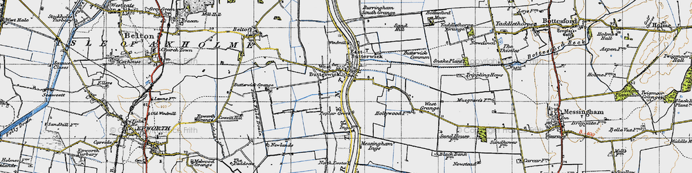 Old map of Butterwick Common in 1947