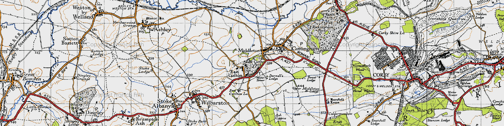 Old map of East Carlton in 1946