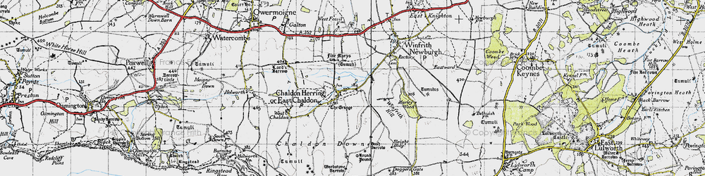 Old map of East Chaldon in 1946