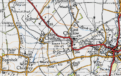 Old map of East Challow in 1947