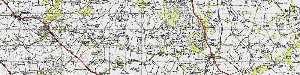 Old map of East Chelborough in 1945