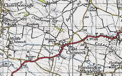Old map of East Chinnock in 1945