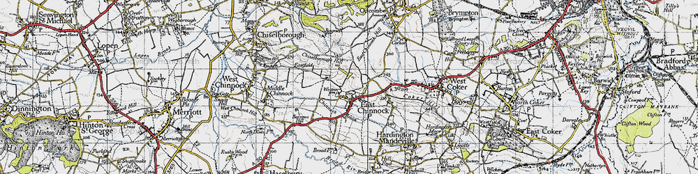 Old map of East Chinnock in 1945