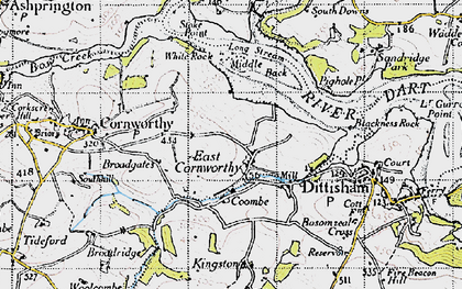 Old map of East Cornworthy in 1946