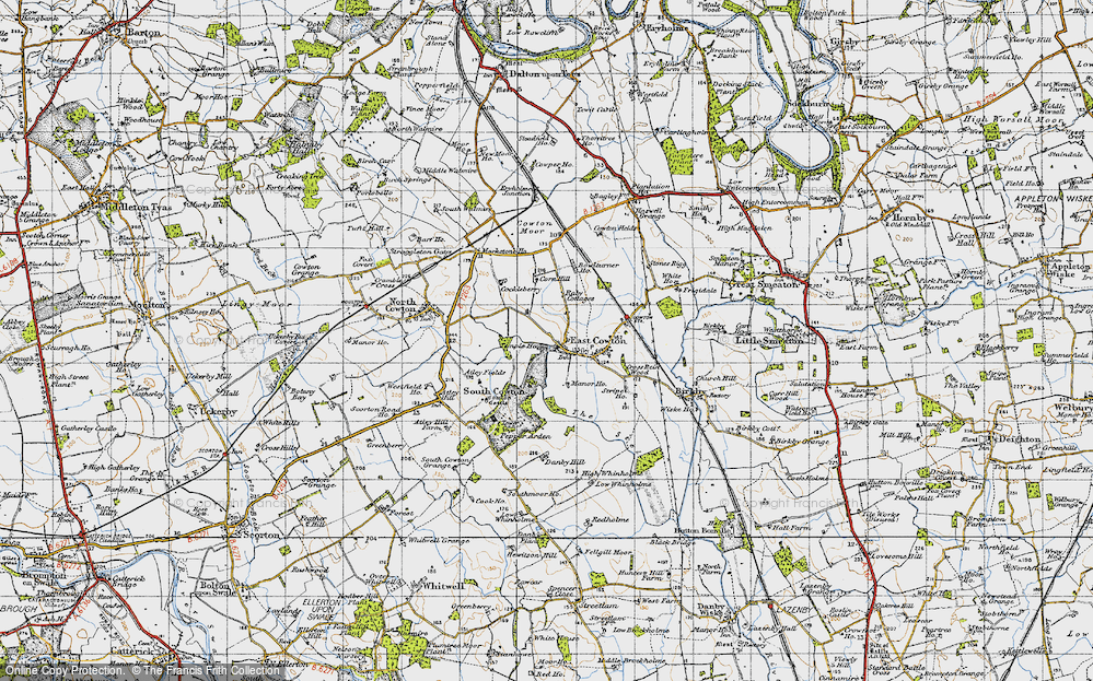 Old Map of Historic Map covering Pepper Arden in 1947