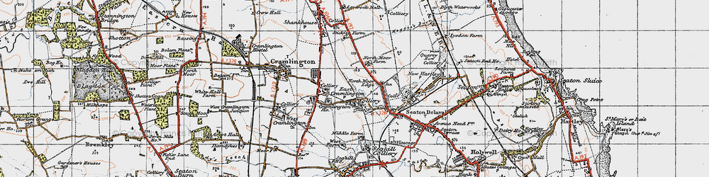 Old map of East Cramlington in 1947