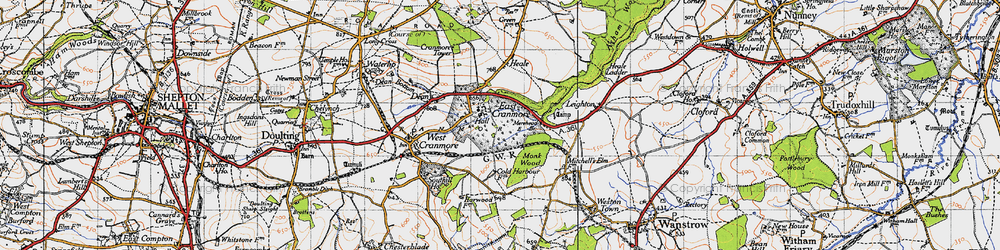 Old map of East Cranmore in 1946
