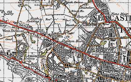 Old map of East Denton in 1947