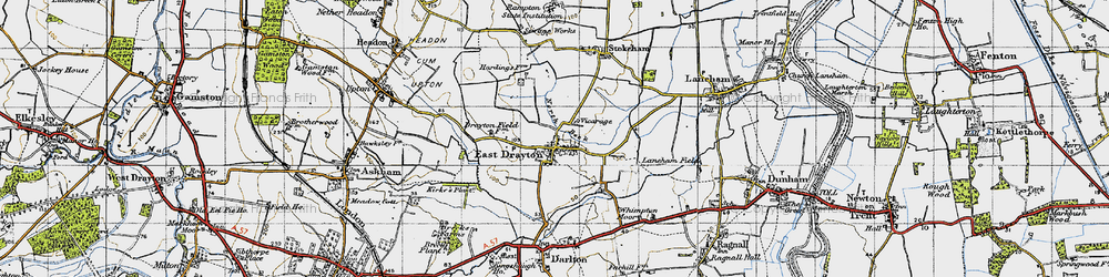 Old map of East Drayton in 1947