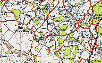 Old map of Barn Croft in 1945