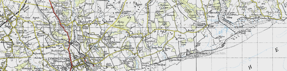 Old map of East End in 1945