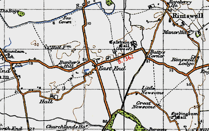 Old map of Batty's Corner in 1947