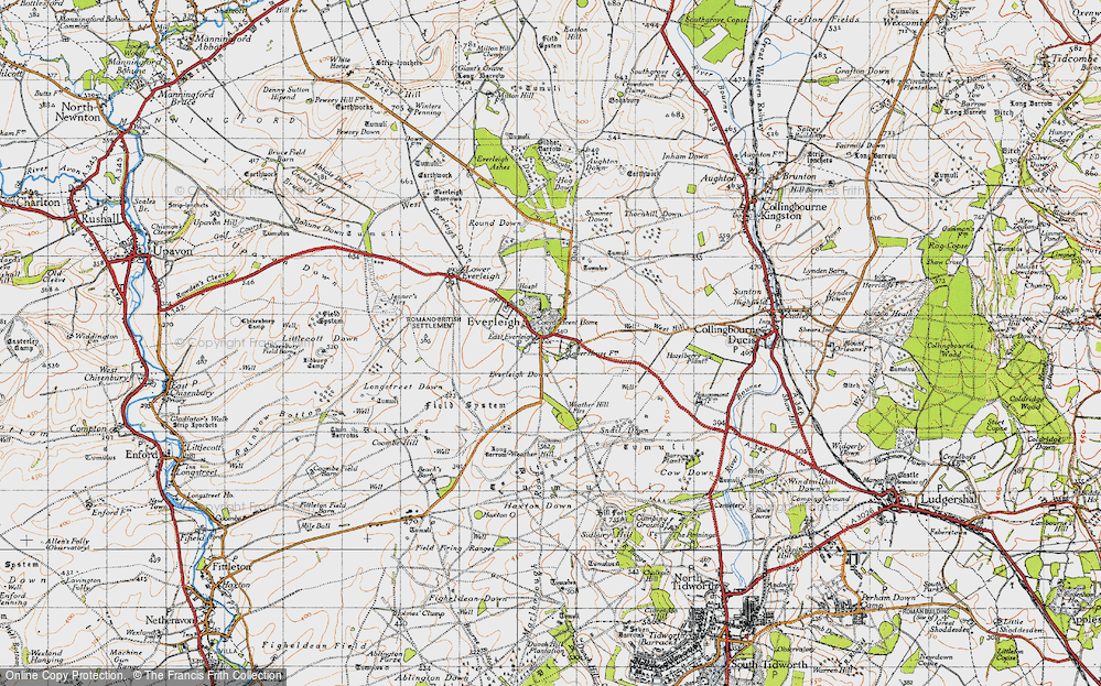 Old Map of Historic Map covering Barrow Plantn in 1940