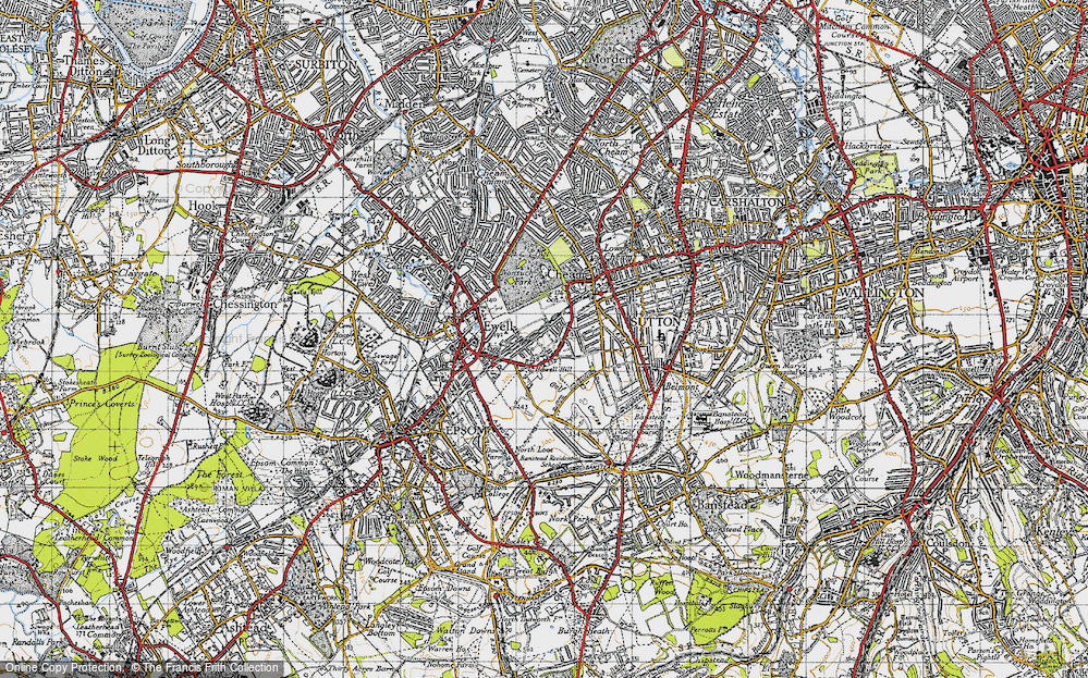 Old Map of East Ewell, 1945 in 1945