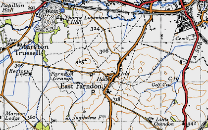 Old map of East Farndon in 1946