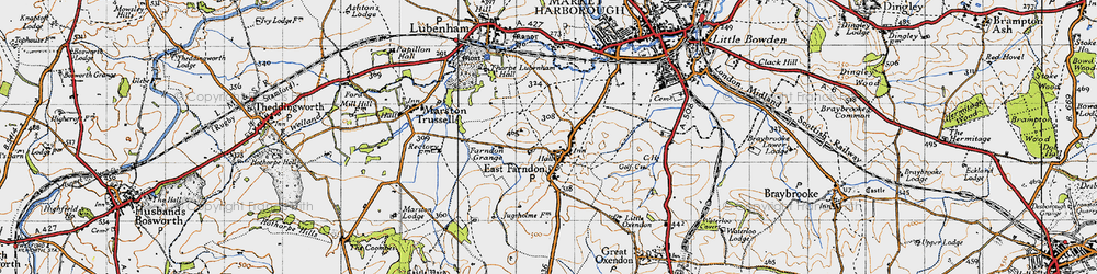 Old map of East Farndon in 1946