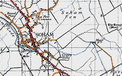 Old map of East Fen Common in 1946