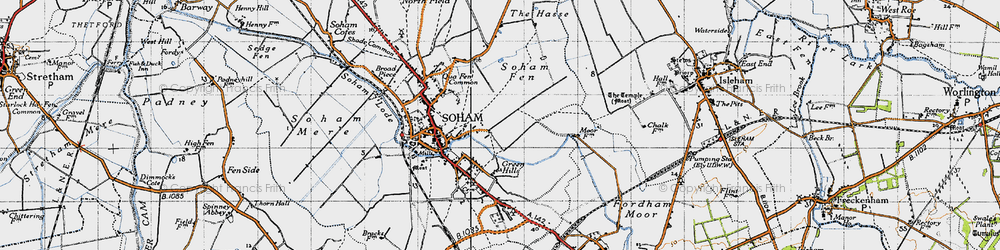 Old map of East Fen Common in 1946