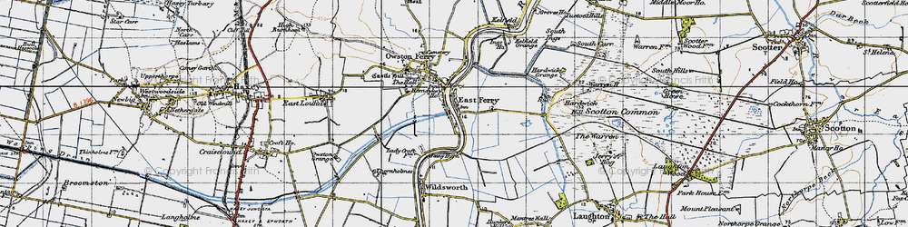 Old map of East Ferry in 1947