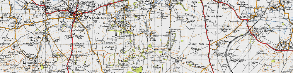 Old map of East Ginge in 1947