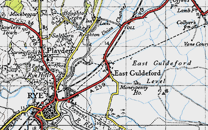 Old map of East Guldeford in 1940
