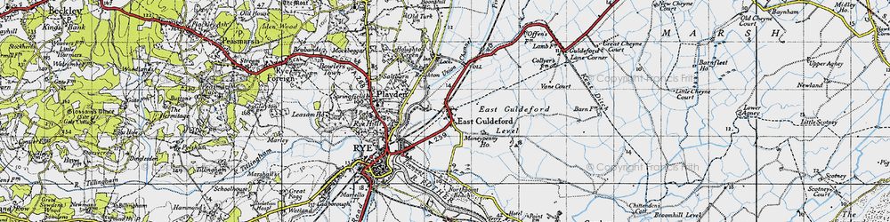 Old map of East Guldeford in 1940