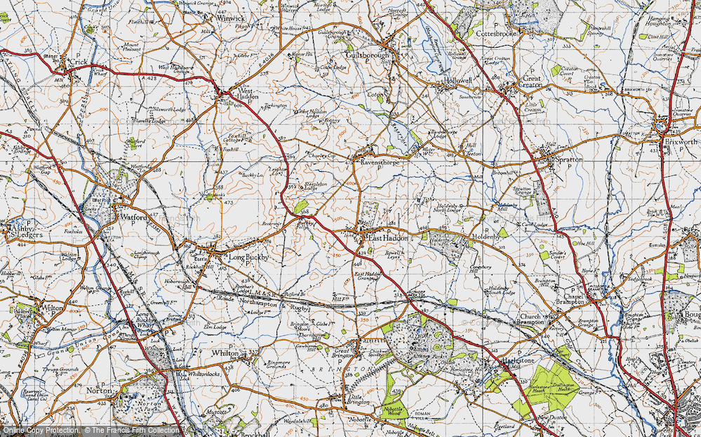 Old Map of Historic Map covering Buckby Folly in 1946