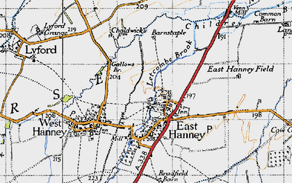 Old map of East Hanney in 1947