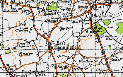 Old map of East Hanningfield in 1945