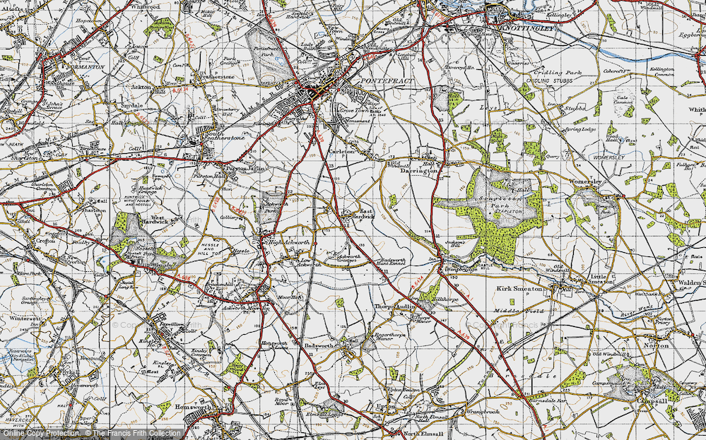 Old Map of Historic Map covering Burnhill Ho in 1947
