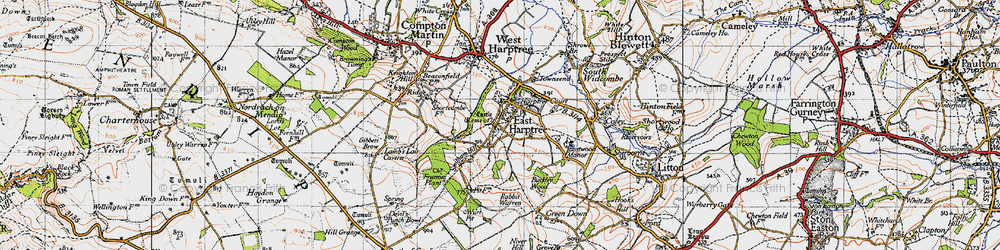 Old map of East Harptree in 1946