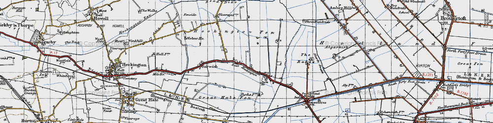 Old map of Great Hale Fen in 1946
