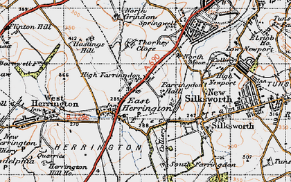 Old map of East Herrington in 1947