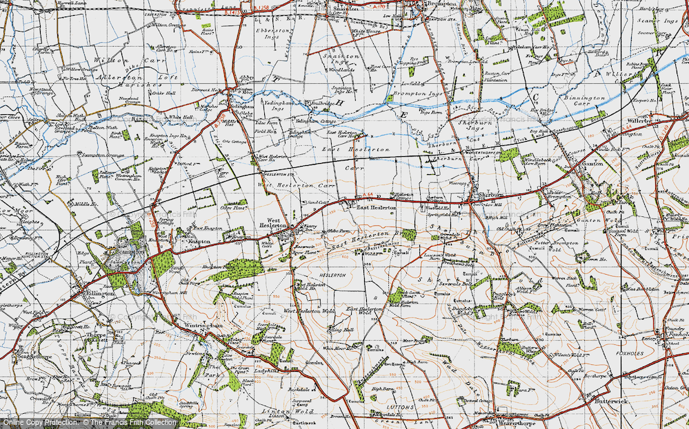 Old Map of Historic Map covering Westfield Wold in 1947