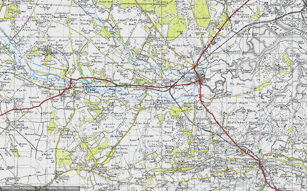 Old Map of Historic Map covering Worgret Heath in 1940