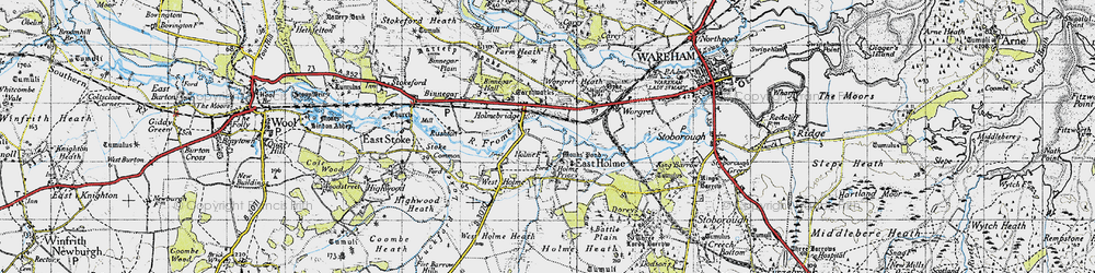 Old map of Worgret Heath in 1940