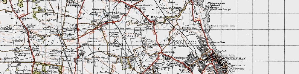 Old map of East Holywell in 1947
