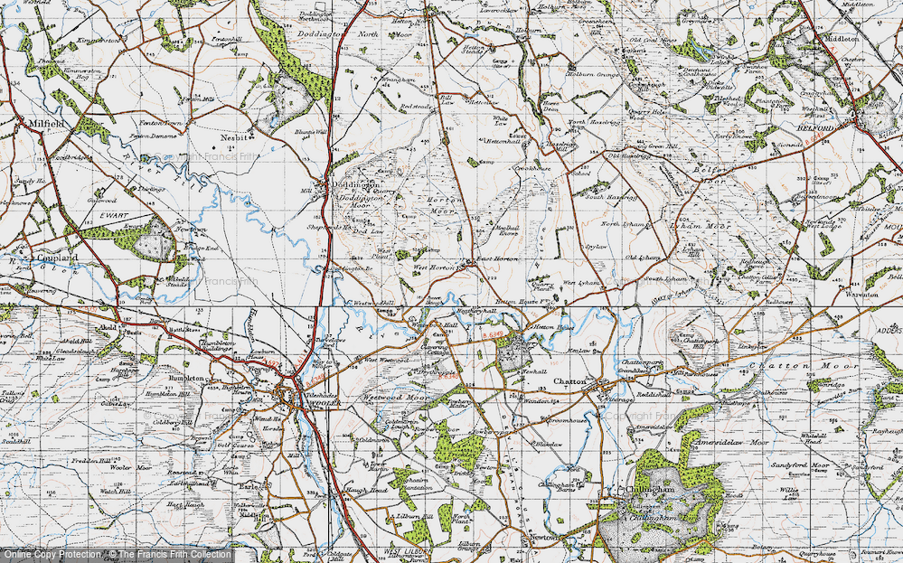 Old Map of Historic Map covering Chimney Hill in 1947